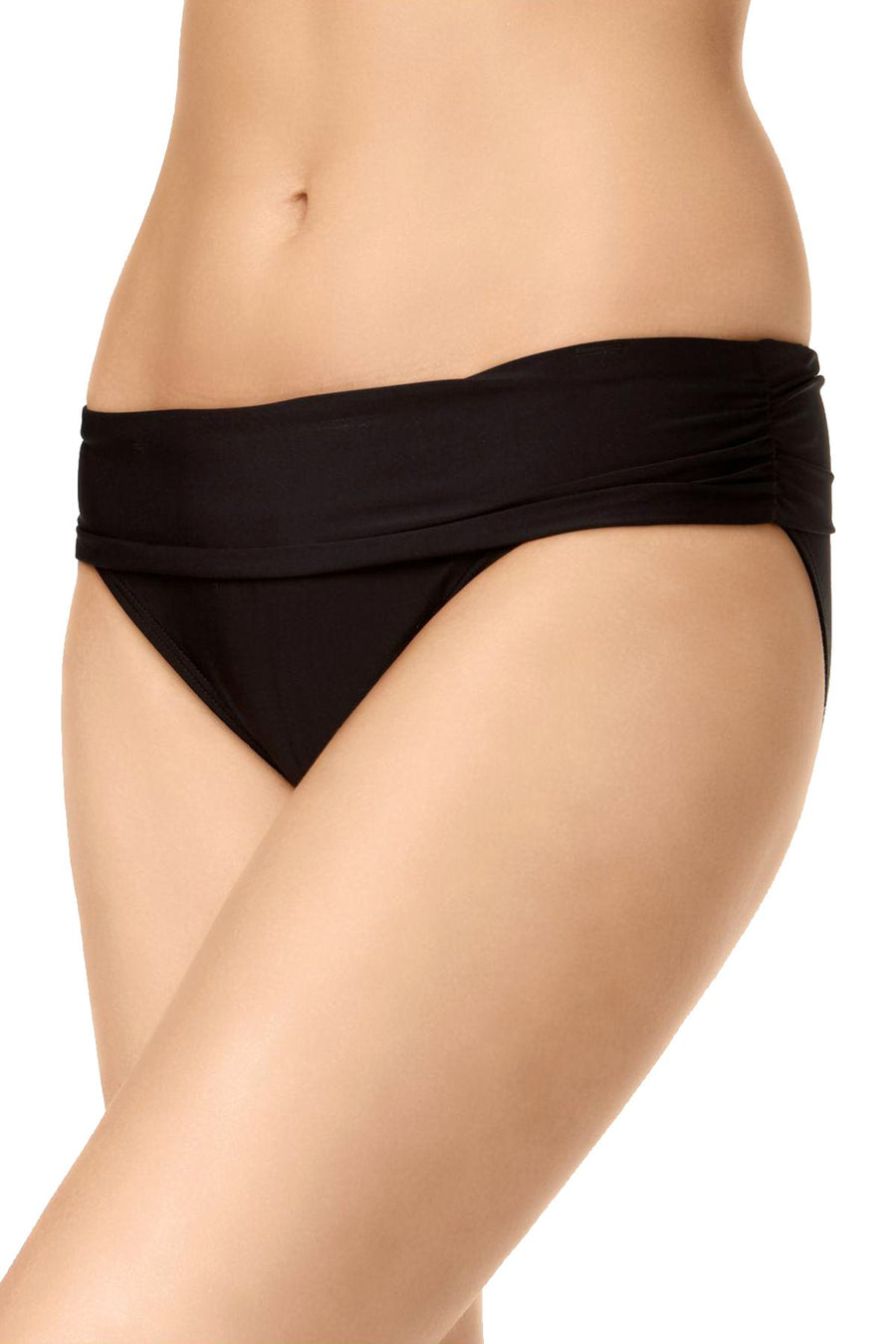 Calvin Klein Black Liquid Ruched Waist Bikini Bottom