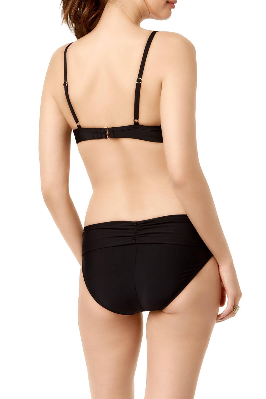 Calvin Klein Black Liquid Ruched Waist Bikini Bottom