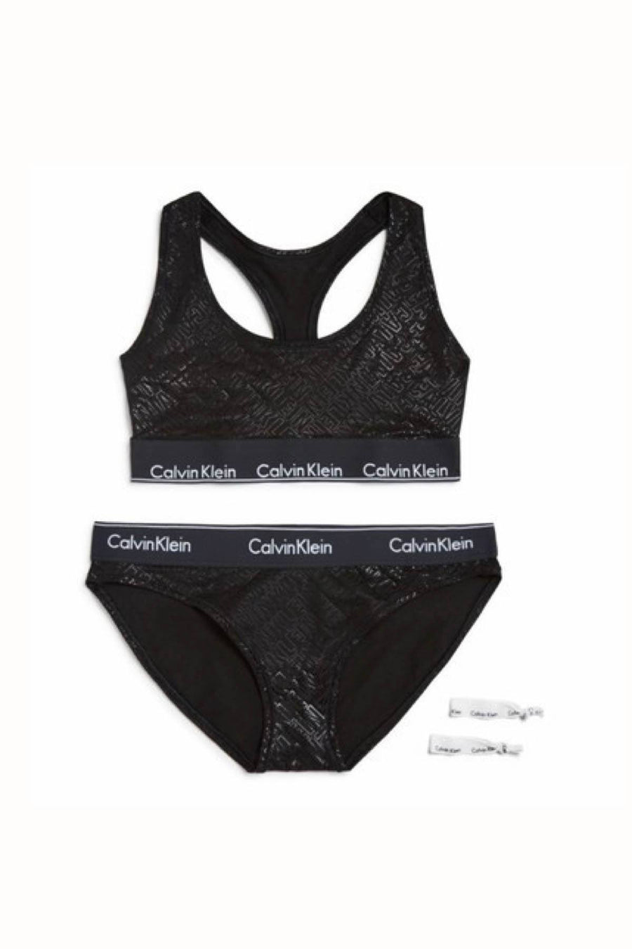 Calvin Klein Black Logo Modern Bralette, Bikini & Hair Tie Set