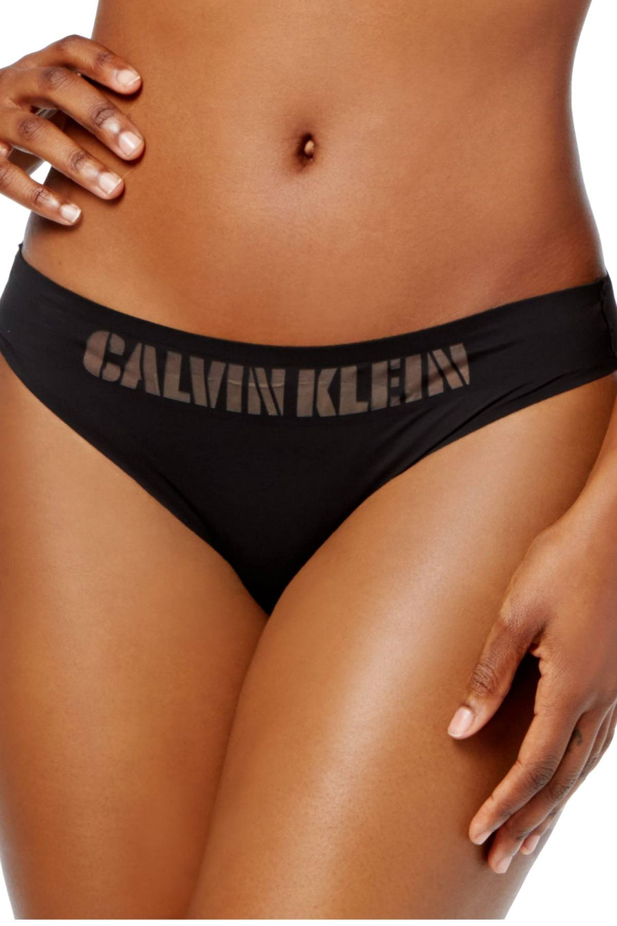 Calvin Klein Black Logo-Waist Laser-Cut Bikini Brief