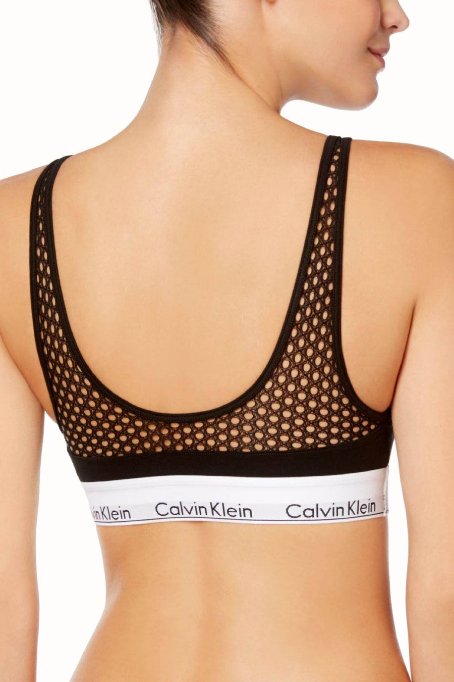 Calvin Klein Black Modern Cotton Push-Up Fishnet Bra