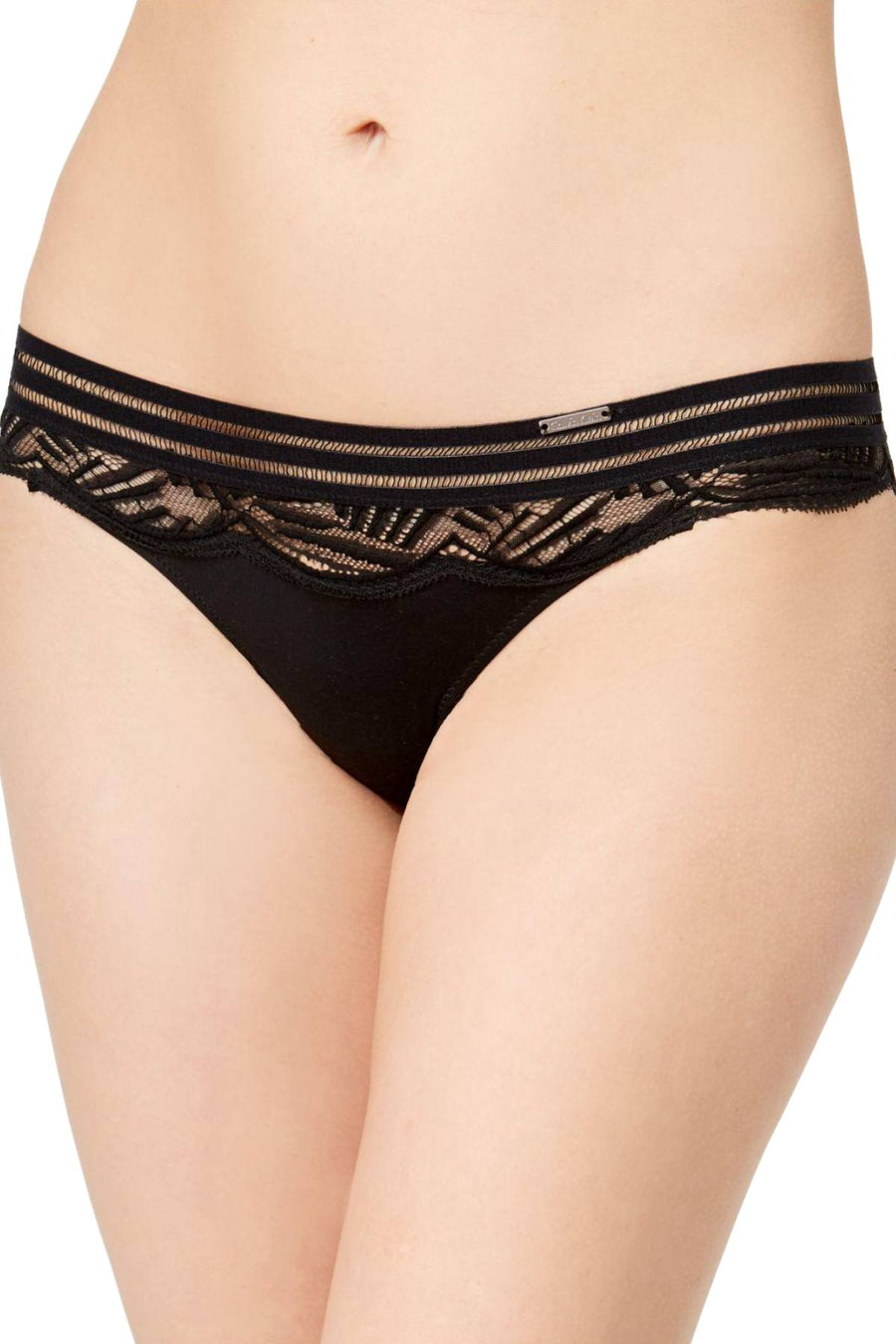 Calvin Klein Black Perfectly-Fit Sheer/Lace Bikin Brief