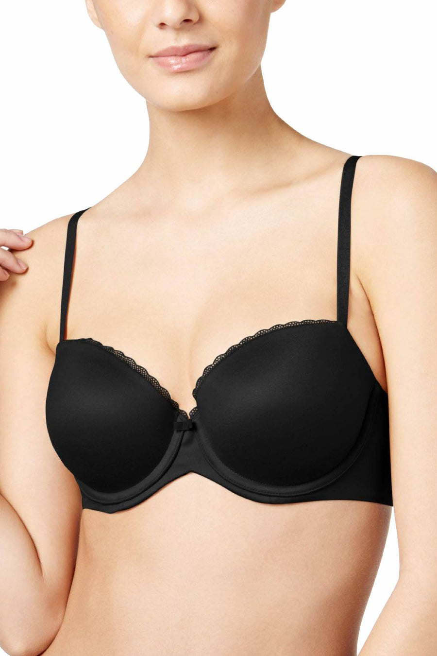 Calvin Klein Black Scallop-Trim Balconette Bra