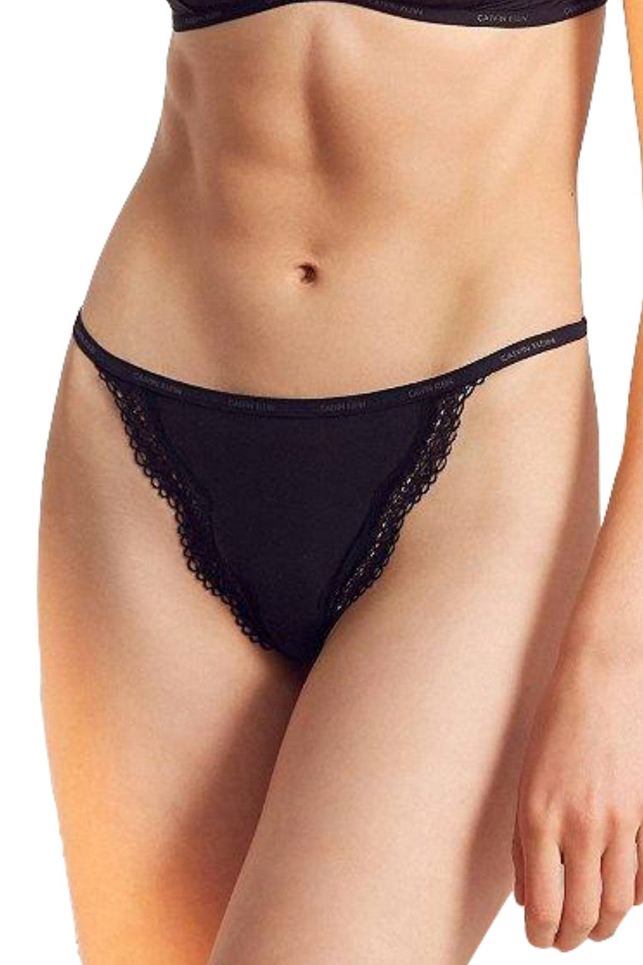 Calvin Klein Black Sheer Marquisette Lace-Trim Thong