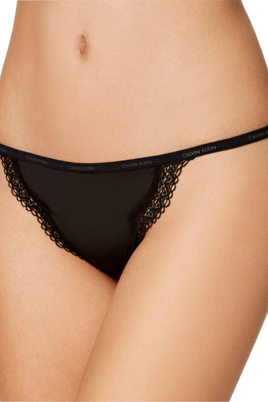 Calvin Klein Black Sheer Marquisette Lace-Trim Thong