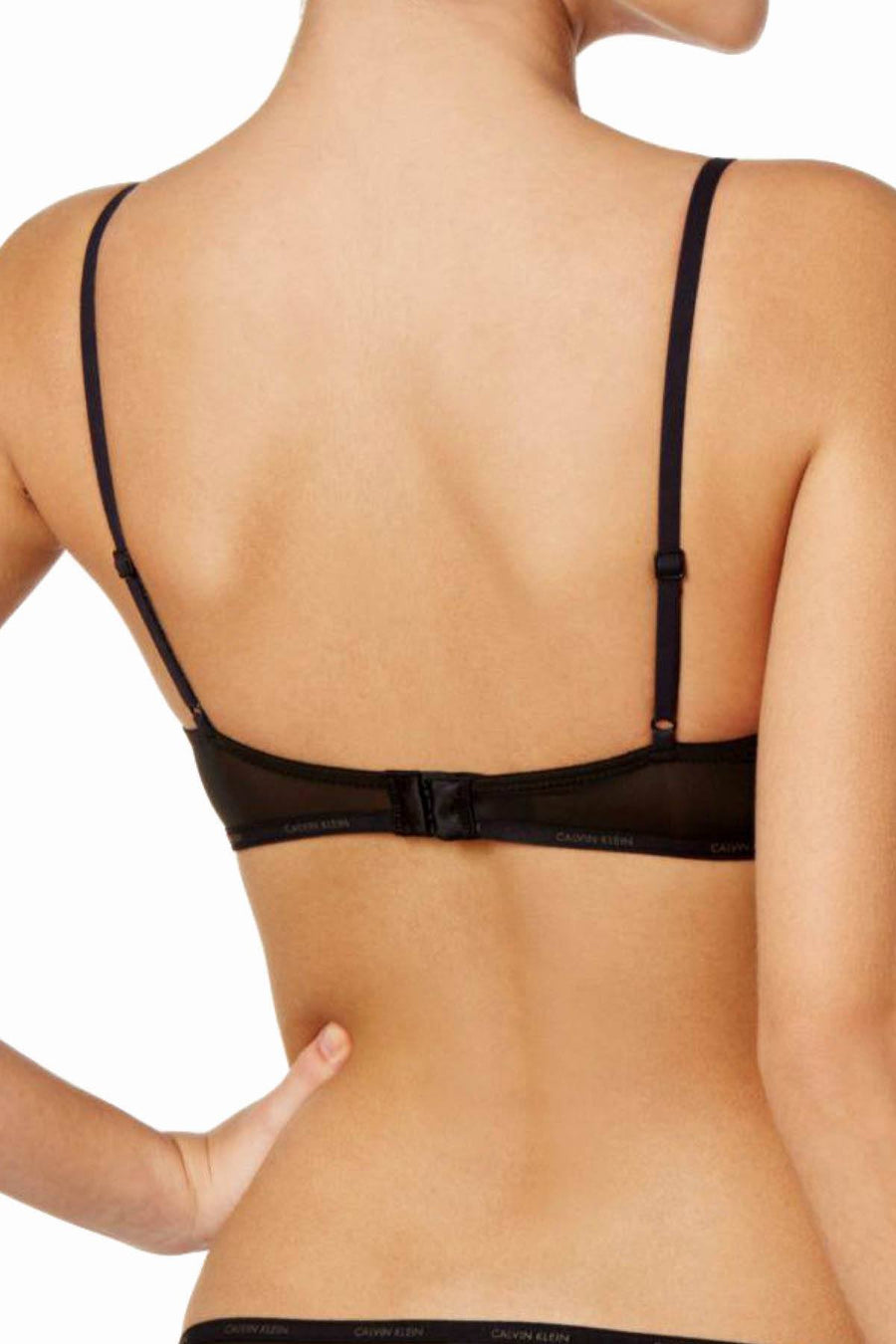 Calvin Klein Black Sheer Marquisette Lace-Trim Triangle Bralette