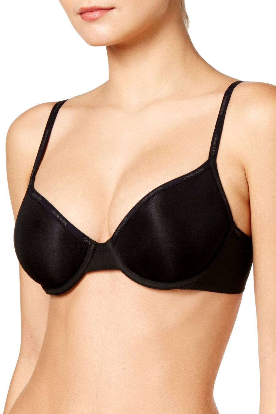 Calvin Klein Black Sheer Marquisette Lightly-Lined Demi Bra