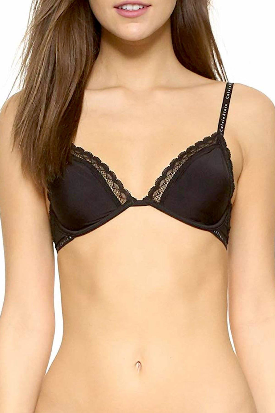 Calvin Klein Black Signature Lace-Trim Unlined Bra