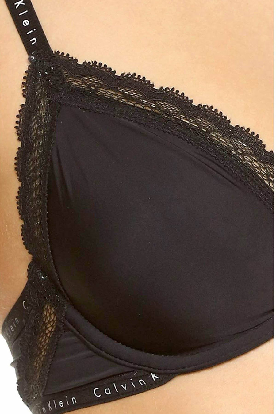 Calvin Klein Black Signature Lace-Trim Unlined Bra