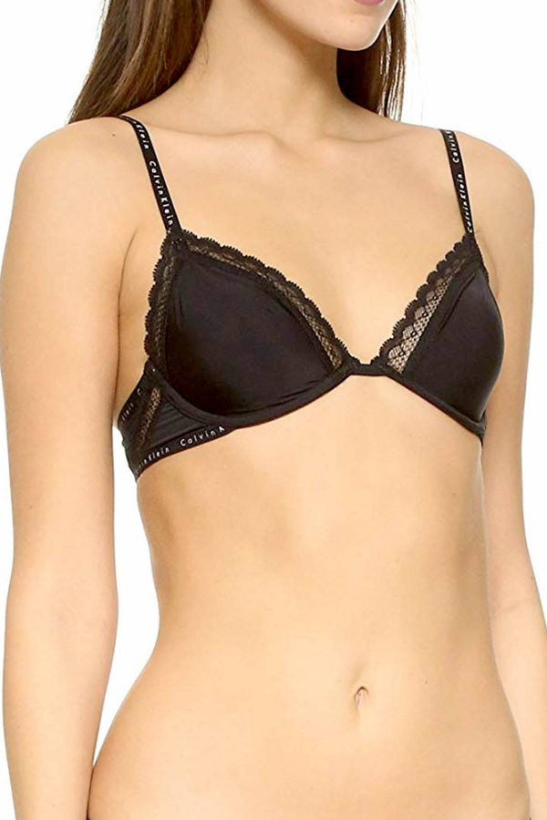 Calvin Klein Black Signature Lace-Trim Unlined Bra