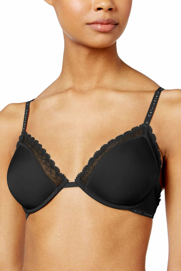 Calvin Klein Black Signature Lace-Trim Unlined Bra