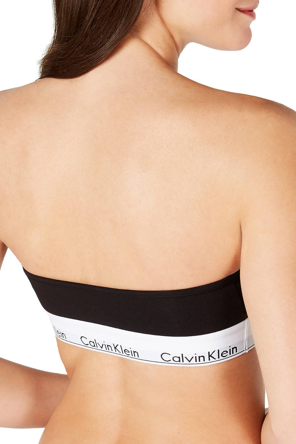 Calvin Klein Black Unlined Logo-Band Modal Blend Bandeau Bralette