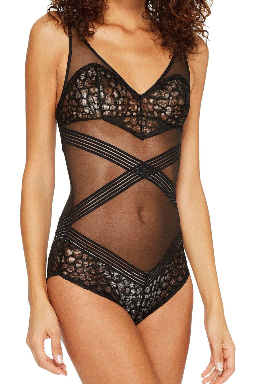 Calvin Klein Black Vixen Sculpting Mesh/Lace Bodysuit