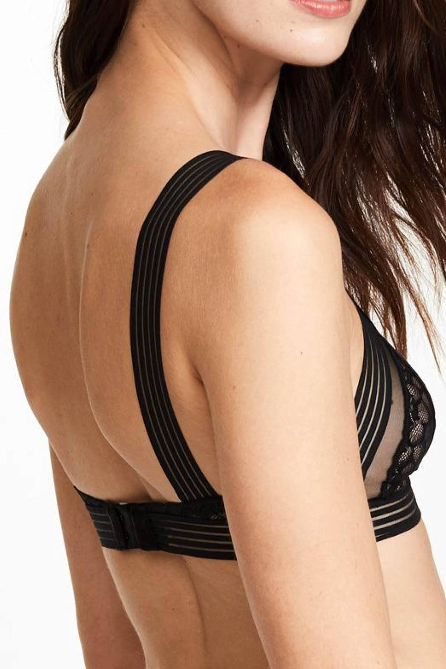 Calvin Klein Black Vixen Striped-Strap Lace Bra