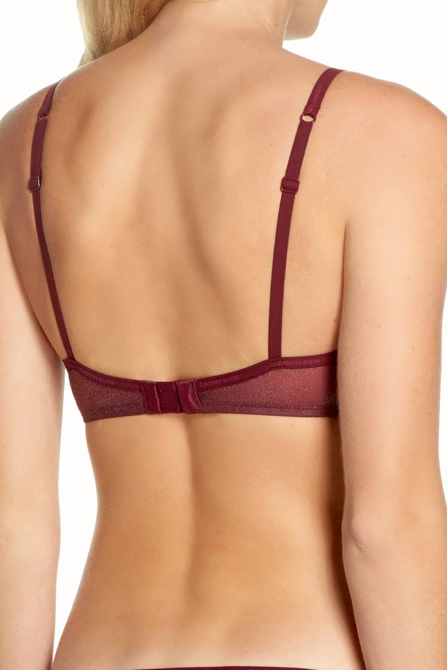 Calvin Klein Brazen-Wine Shimmery/Sheer Marquisette Underwire Demi Bra