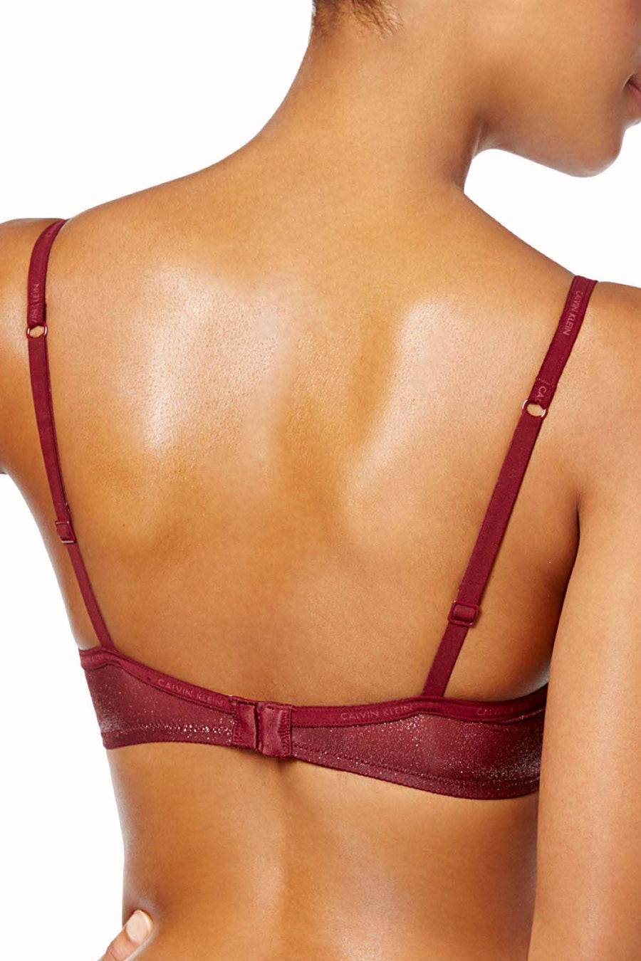 Calvin Klein Brazen-Wine Shimmery/Sheer Marquisette Underwire Demi Bra