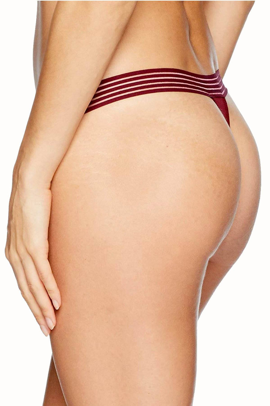 Calvin Klein Brazen-Wine Vixen Striped Lace Thong