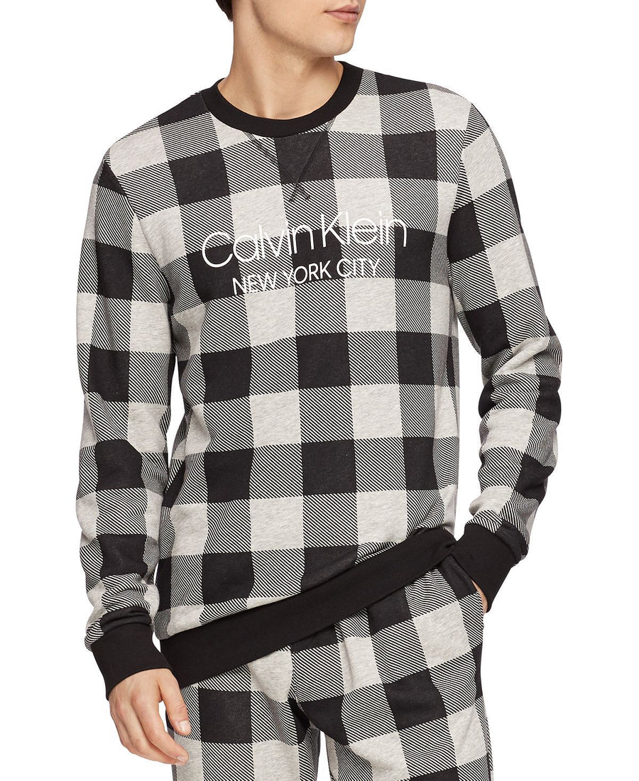 Calvin Klein Buffalo Plaid Sweatshirt Grey Heather Buffalo Check