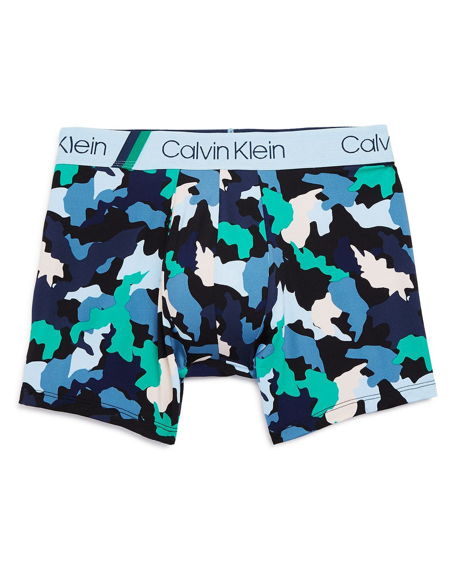 Calvin Klein Camouflage-print Microfiber Boxer Briefs Light Blue/Gray