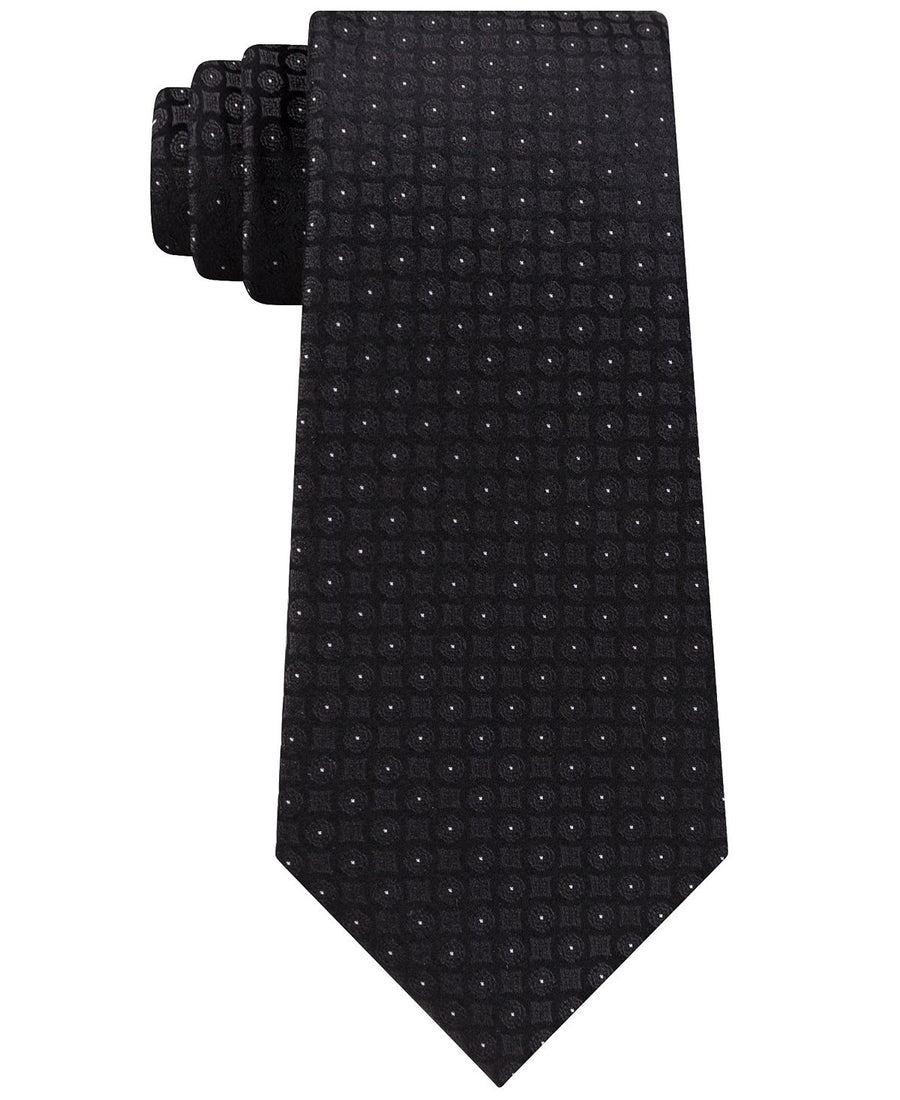 Calvin Klein Clean Medallion Slim Silk Tie Black