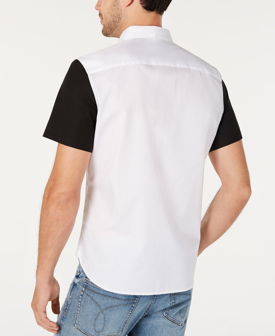 Calvin Klein Colorblocked Twill Camp Shirt Brilliant White