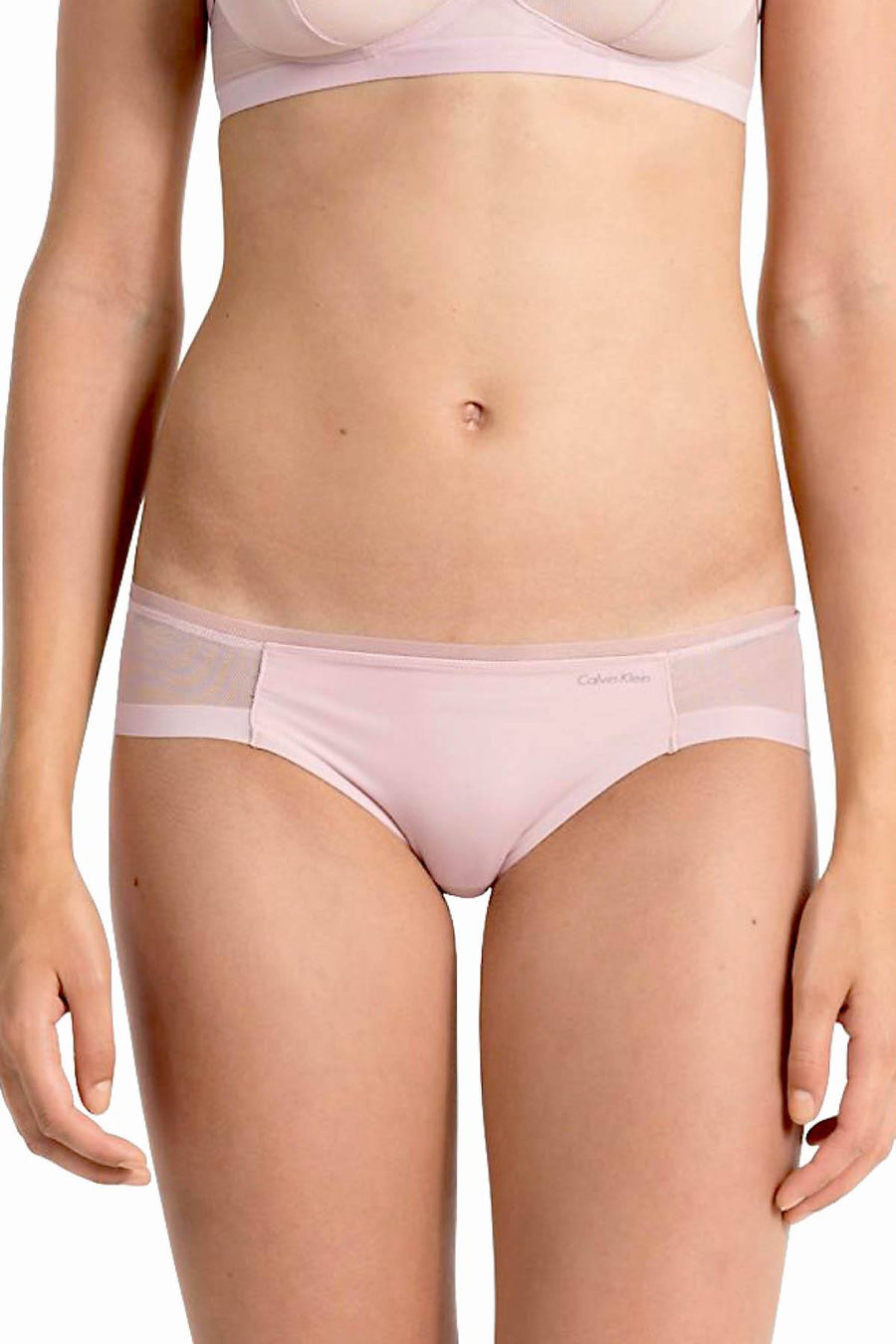 Calvin Klein Connected-Pink Sculpted Mesh-Panel Bikini Brief
