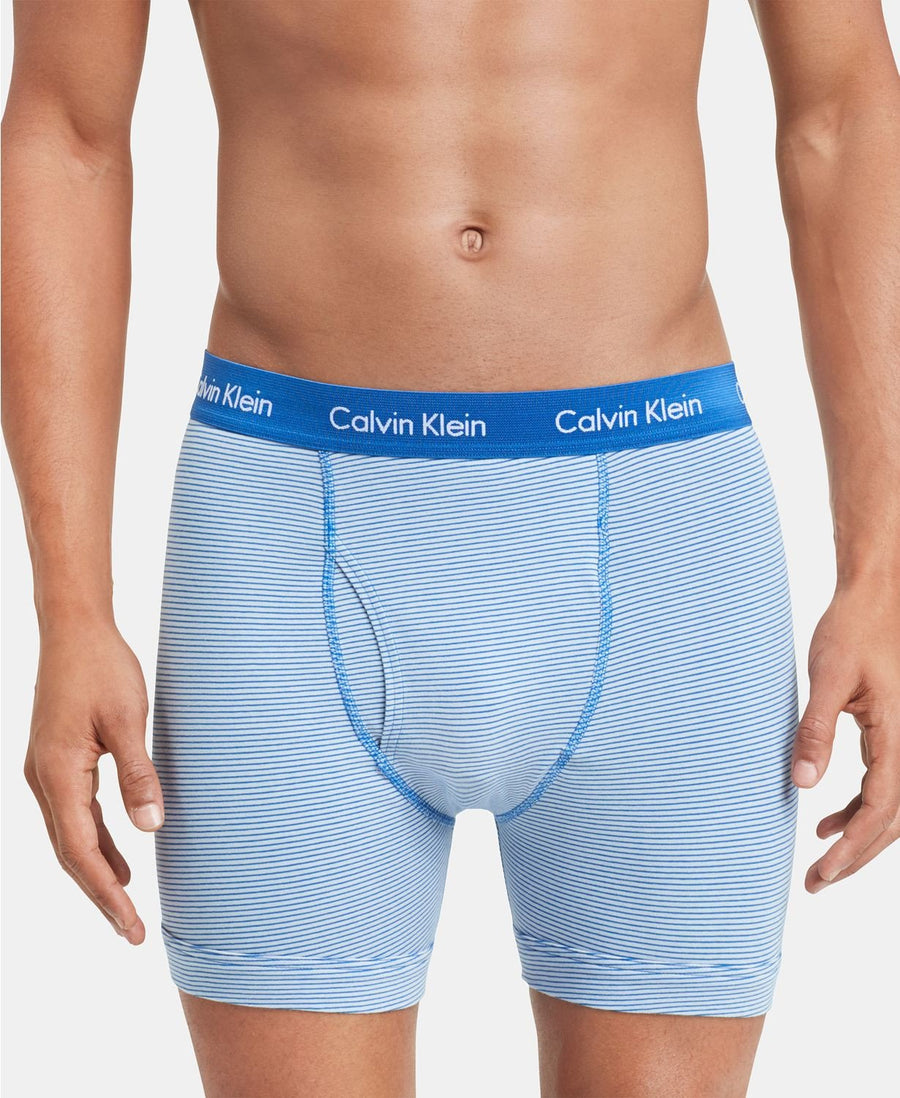 Calvin Klein Cotton Stretch Boxer Briefs 3-pack Blue Stripe/lt Blue/drk Blue