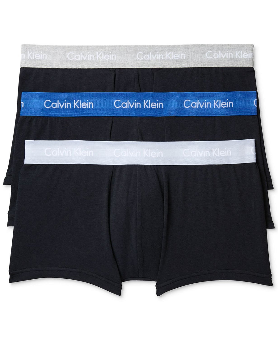 Calvin Klein Cotton Stretch Low-rise Trunks 3-pack Grey/lt Blue/drk Blue
