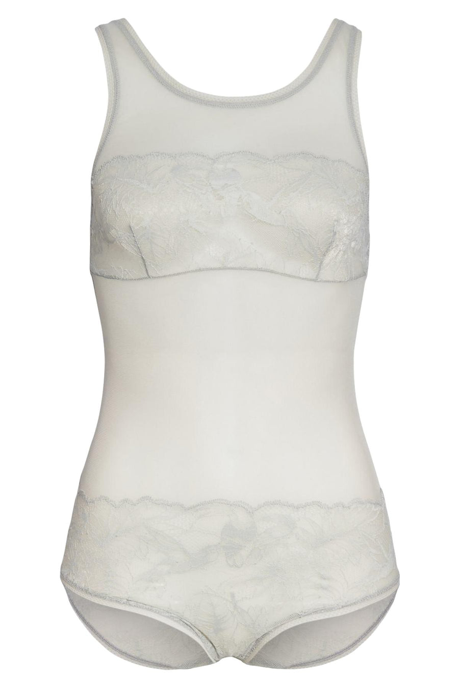 Calvin Klein Gaze-Grey Bird Sheer/Lace Bodysuit