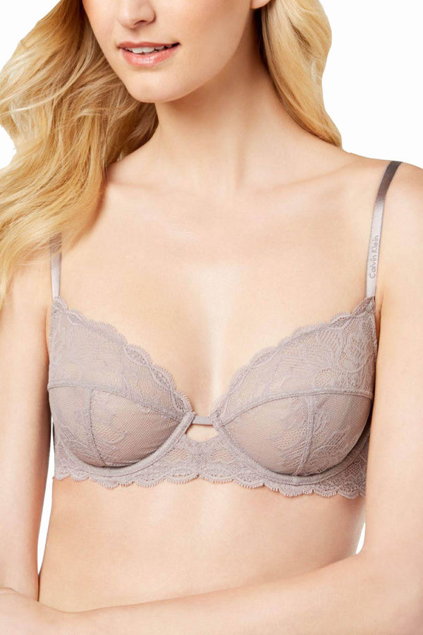 Calvin Klein Grey-Sand Seductive Comfort Lace Full-Coverage Bra