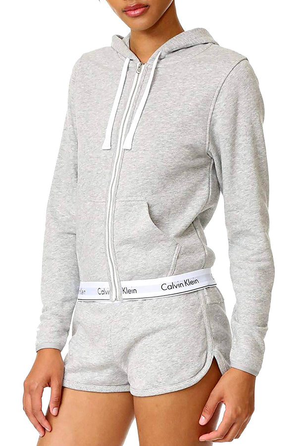 Calvin Klein Heather-Gray Modern Cotton-Blend Lounge Hoodie