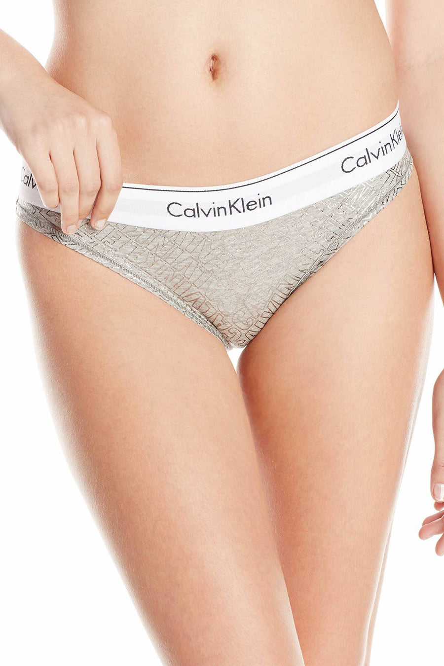Calvin Klein Heather-Grey Logo Modern Bralette, Bikini & Hair Tie Set