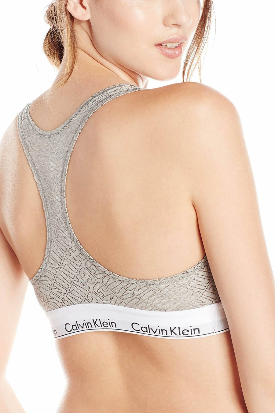 Calvin Klein Heather-Grey Logo Modern Bralette, Bikini & Hair Tie Set