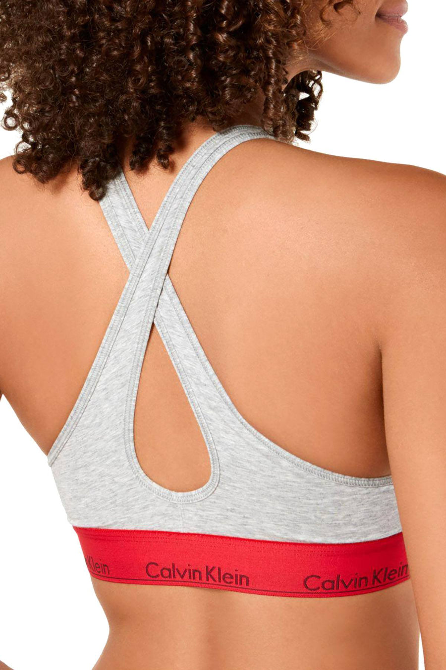 Calvin Klein Heather-Grey/Manic-Red Modern Cotton Padded Bralette