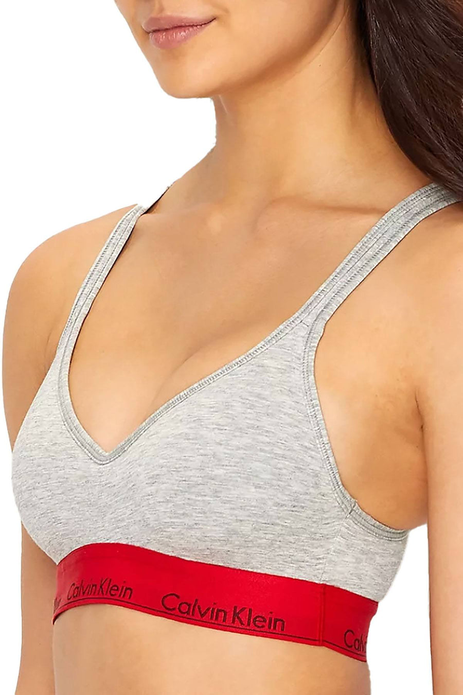 Calvin Klein Heather-Grey/Manic-Red Modern Cotton Padded Bralette