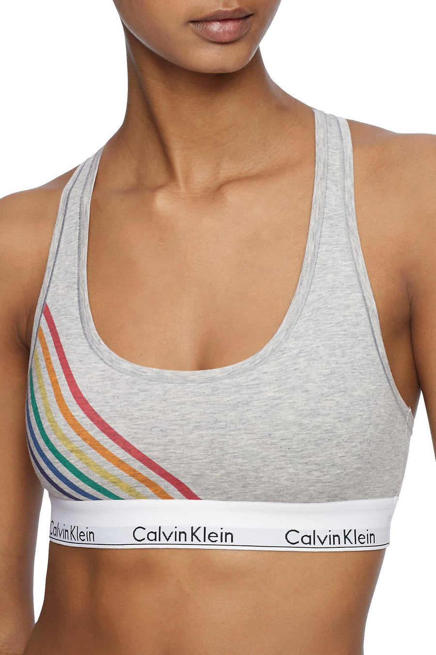 Calvin Klein Heather Grey Pride Limited Edition Modern Cotton Rainbow Bralette