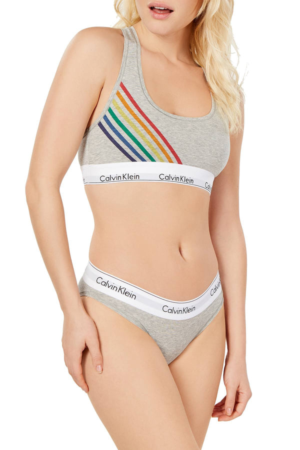 Calvin Klein Heather Grey Pride Limited Edition Modern Cotton Rainbow Bralette