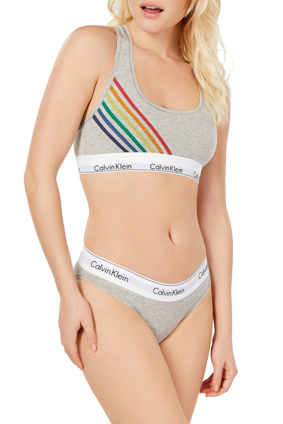 Calvin Klein Heather Grey Pride Limited Edition Modern Cotton Rainbow Bralette
