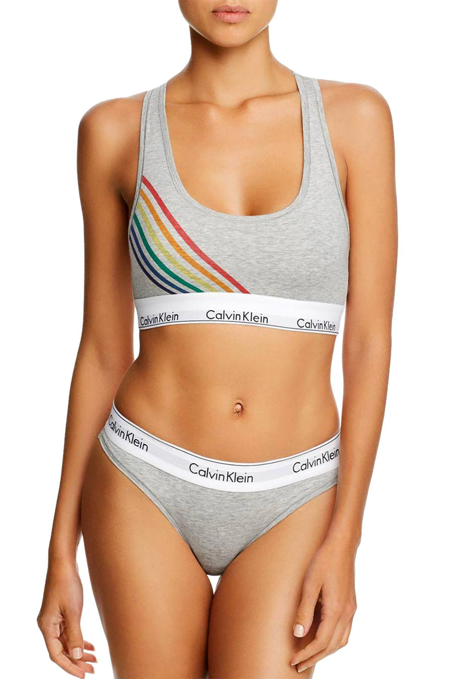 Calvin Klein Heather Grey Pride Limited Edition Modern Cotton Rainbow Bralette