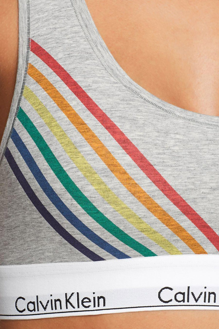 Calvin Klein Heather Grey Pride Limited Edition Modern Cotton Rainbow Bralette
