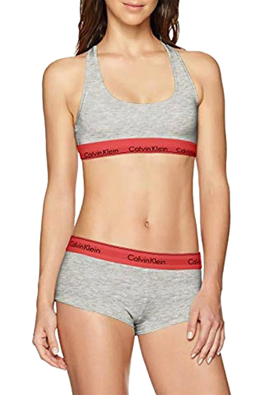 Calvin Klein Heather Grey/Red Modern Cotton/Modal Bralette