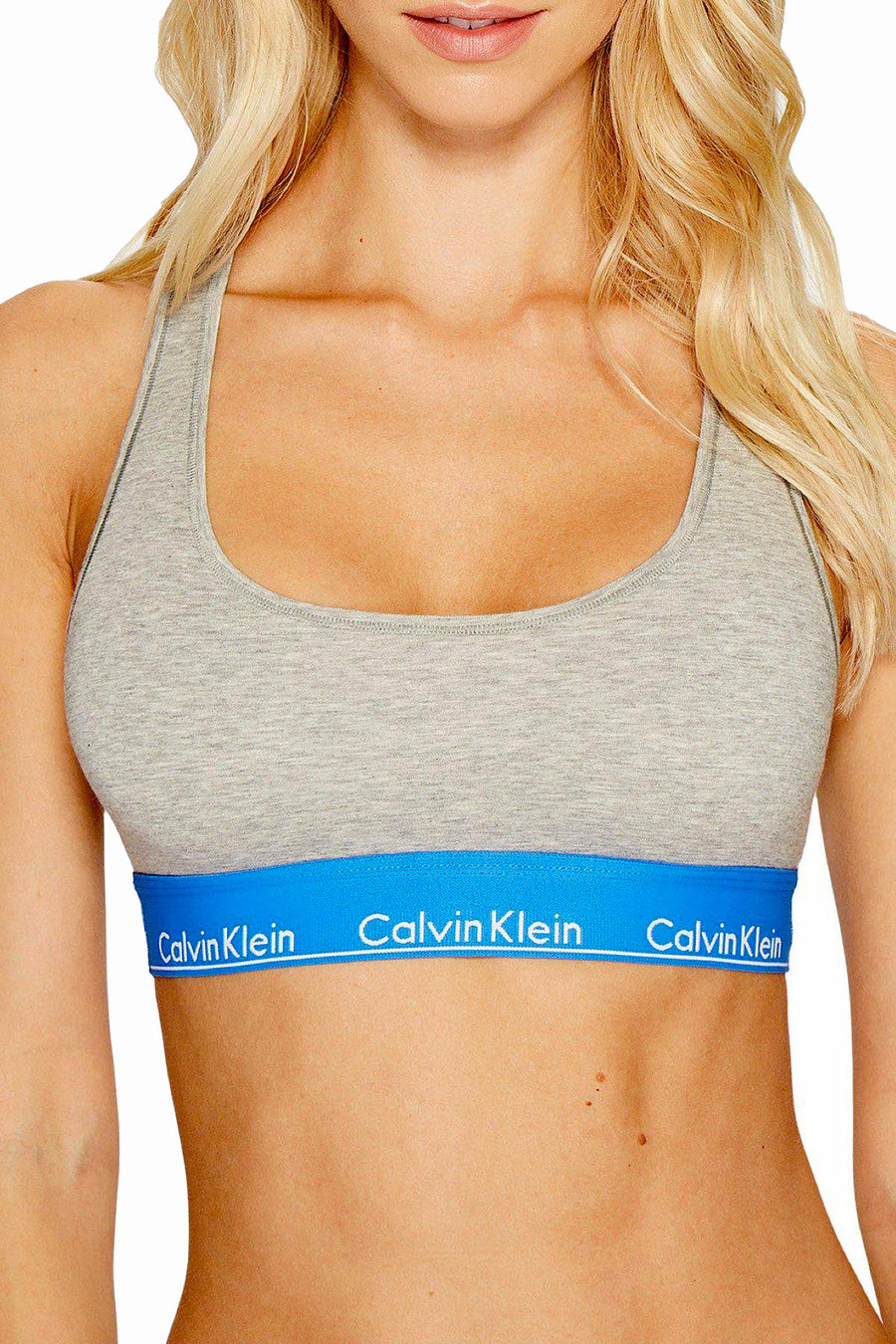 Calvin Klein Heather-Grey/Stella-Blue Modern Cotton Bralette