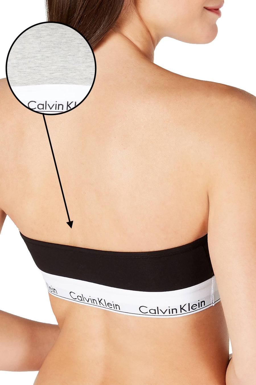 Calvin Klein Heather Grey Unlined Logo-Band Modal Blend Bandeau Bralette