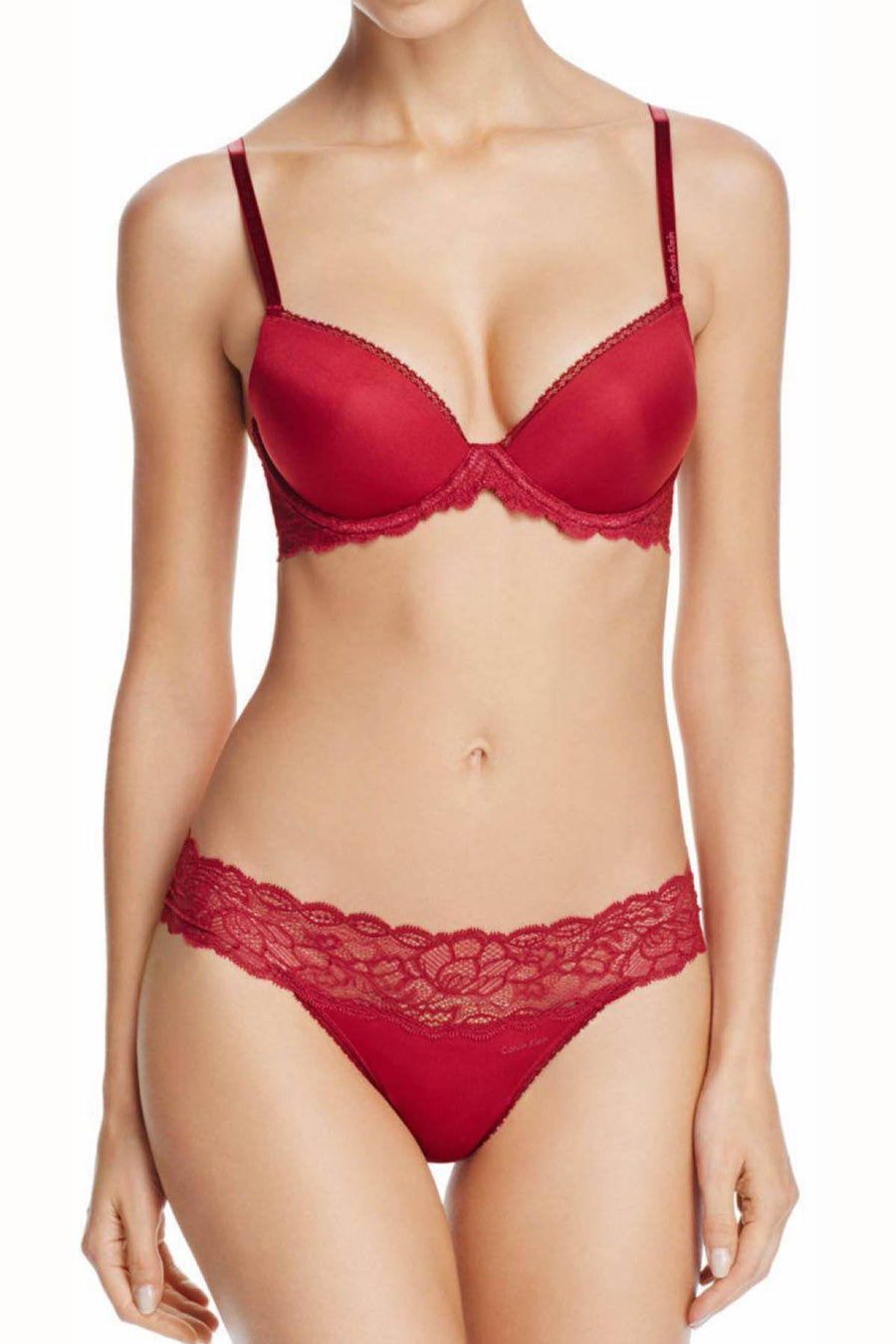Calvin Klein Intoxicate-Red Seductive Comfort Lace Demi Lift Convertible Bra