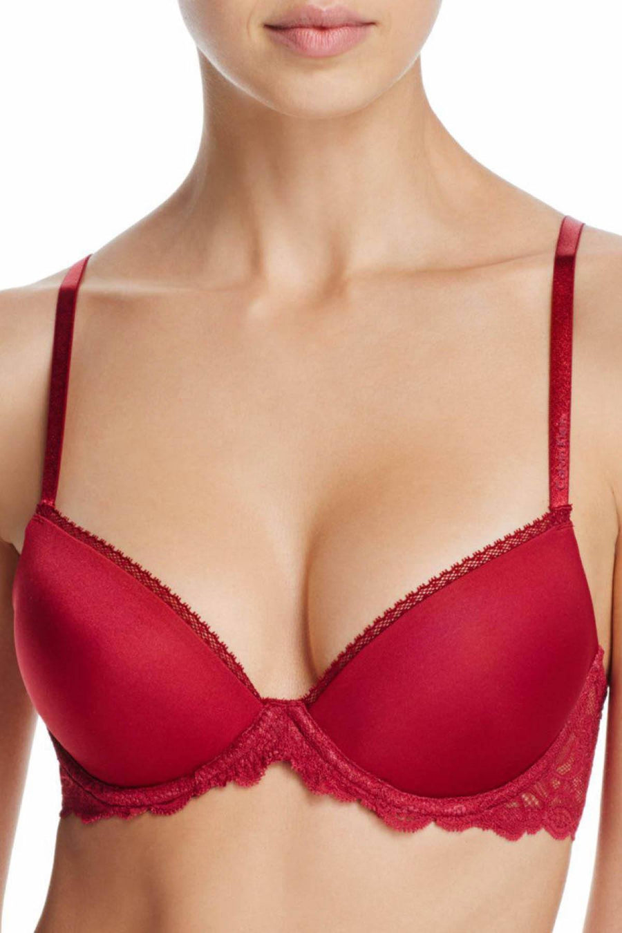 Calvin Klein Intoxicate-Red Seductive Comfort Lace Demi Lift Convertible Bra
