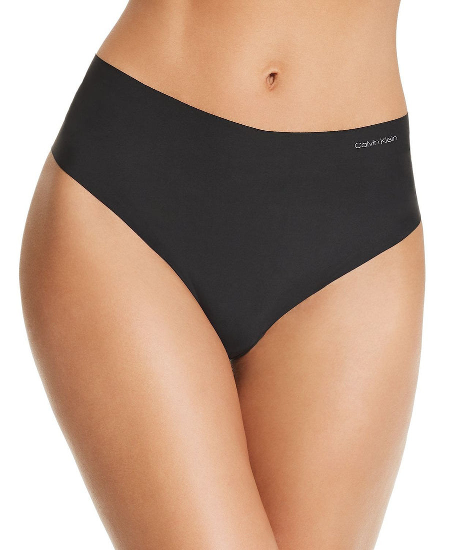 Calvin Klein Invisibles High Waist Retro Thong in Black