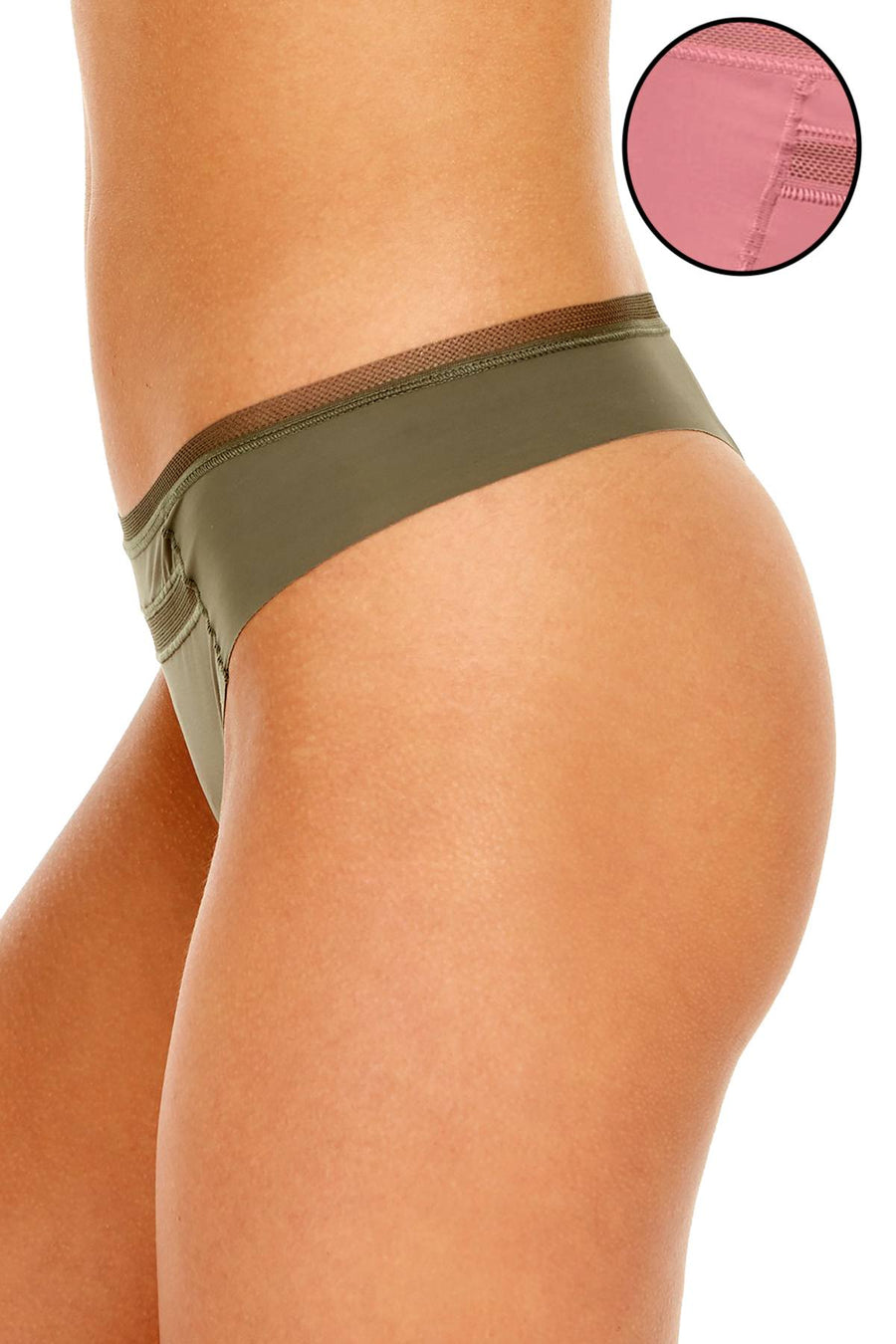 Calvin Klein Invisibles Mesh Trim Thong in Wander Mauve