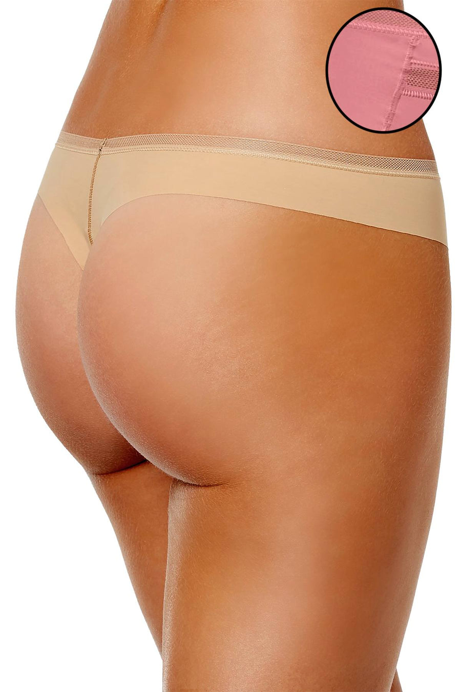 Calvin Klein Invisibles Mesh Trim Thong in Wander Mauve