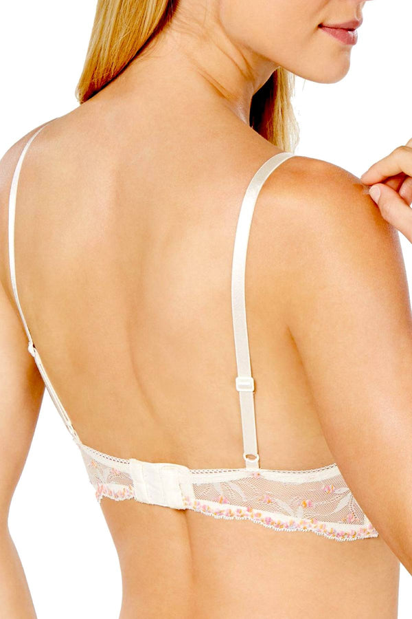 Calvin Klein Ivory Embroidered PomPom Lace Unlined Triangle Bralette