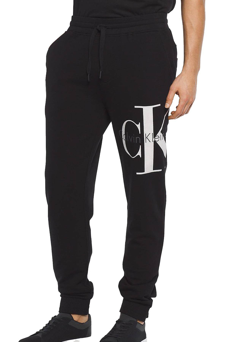 Calvin Klein Jeans Black Re-Issue Graphic-Print Logo Jogger Pant